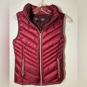 Michael Kors Women's Red Quilted Down Vest with Carry Bag